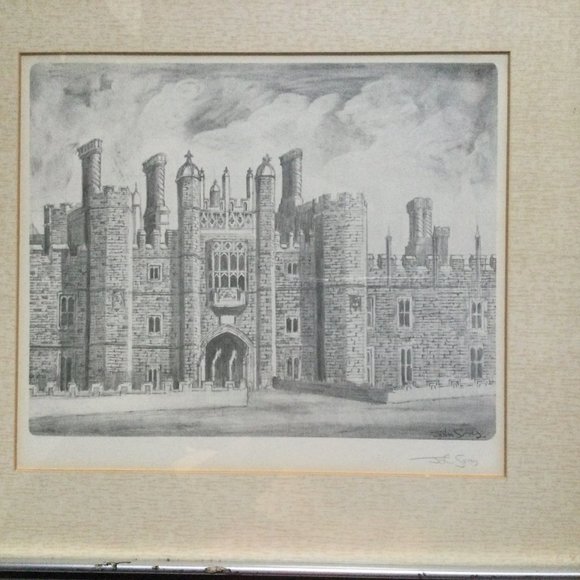 John Gray lithography print pencil signed vintage framed London tower - Picture 3 of 5